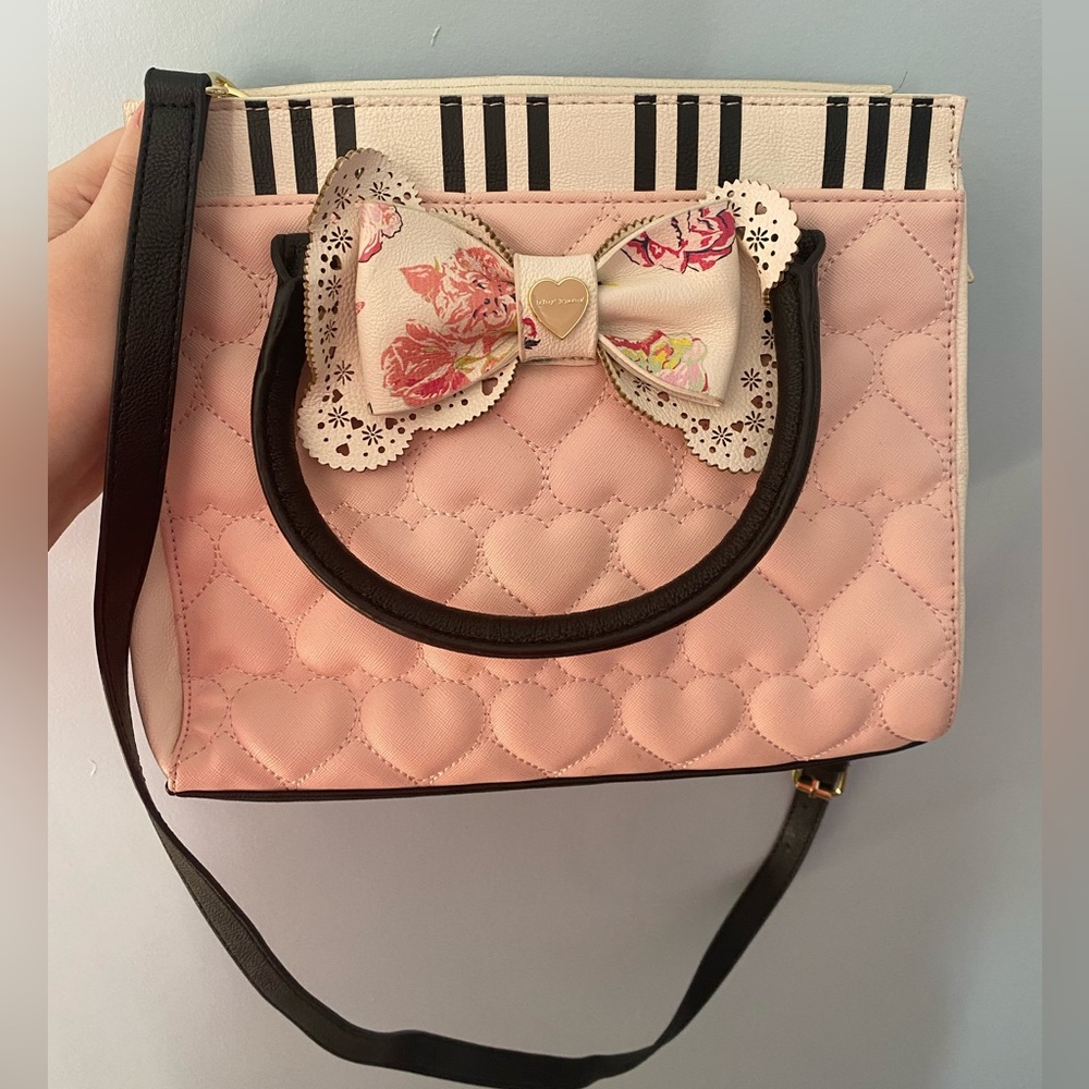 Betsey Johnson Pink Quilted Purse with Bow